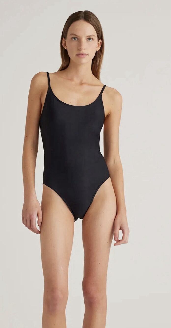 NWT Quince Italian Cami One Piece •XL• Black Adjustable Straps SOLD OUT